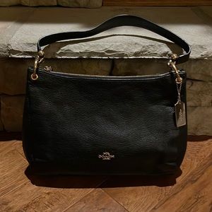 Black coach leather shoulder purse
